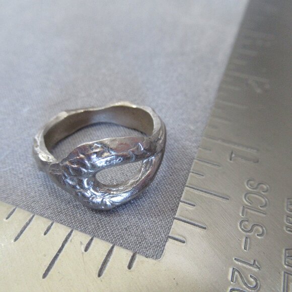 Abstract Molten Metal Ring, White Copper Twisted Vine - Picture 7 of 7